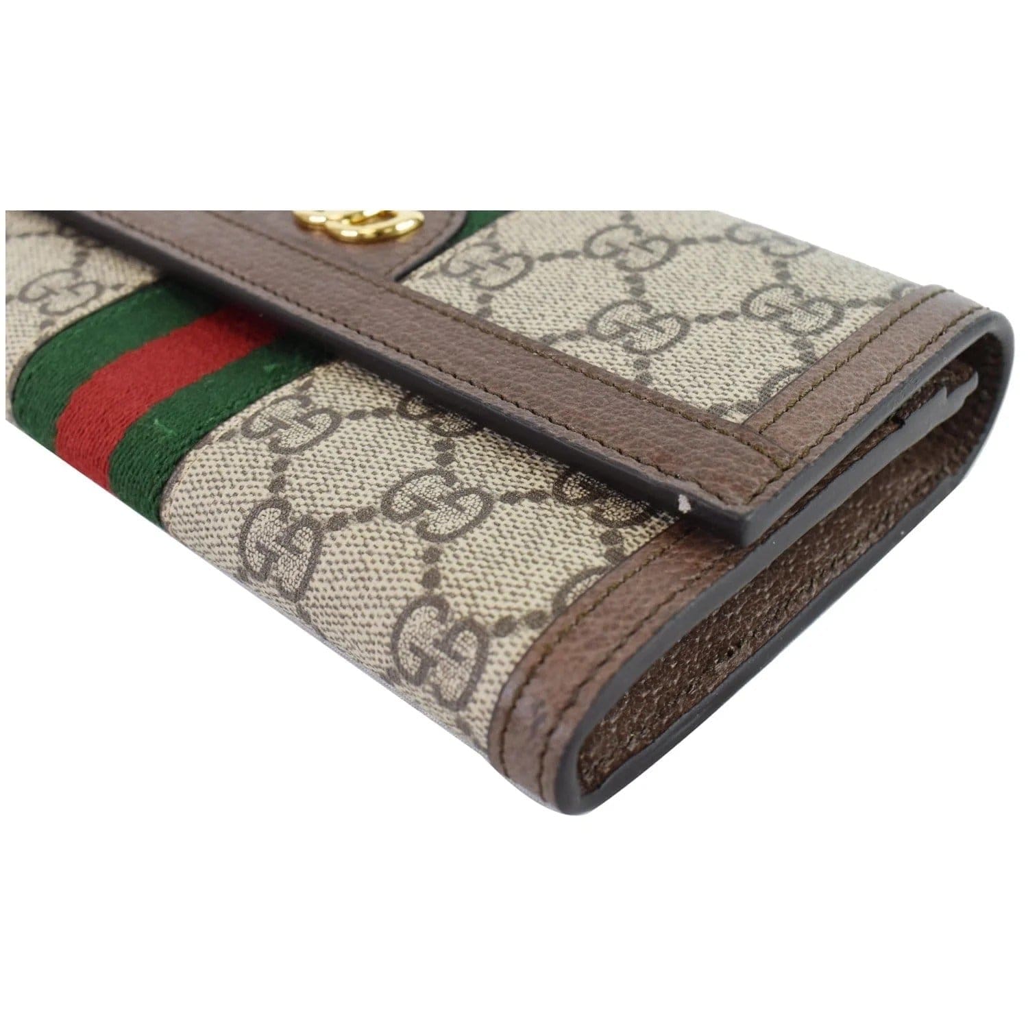 GUCCI Ophidia Trifold Wallet Brown/Beige 625703 PVC Leather