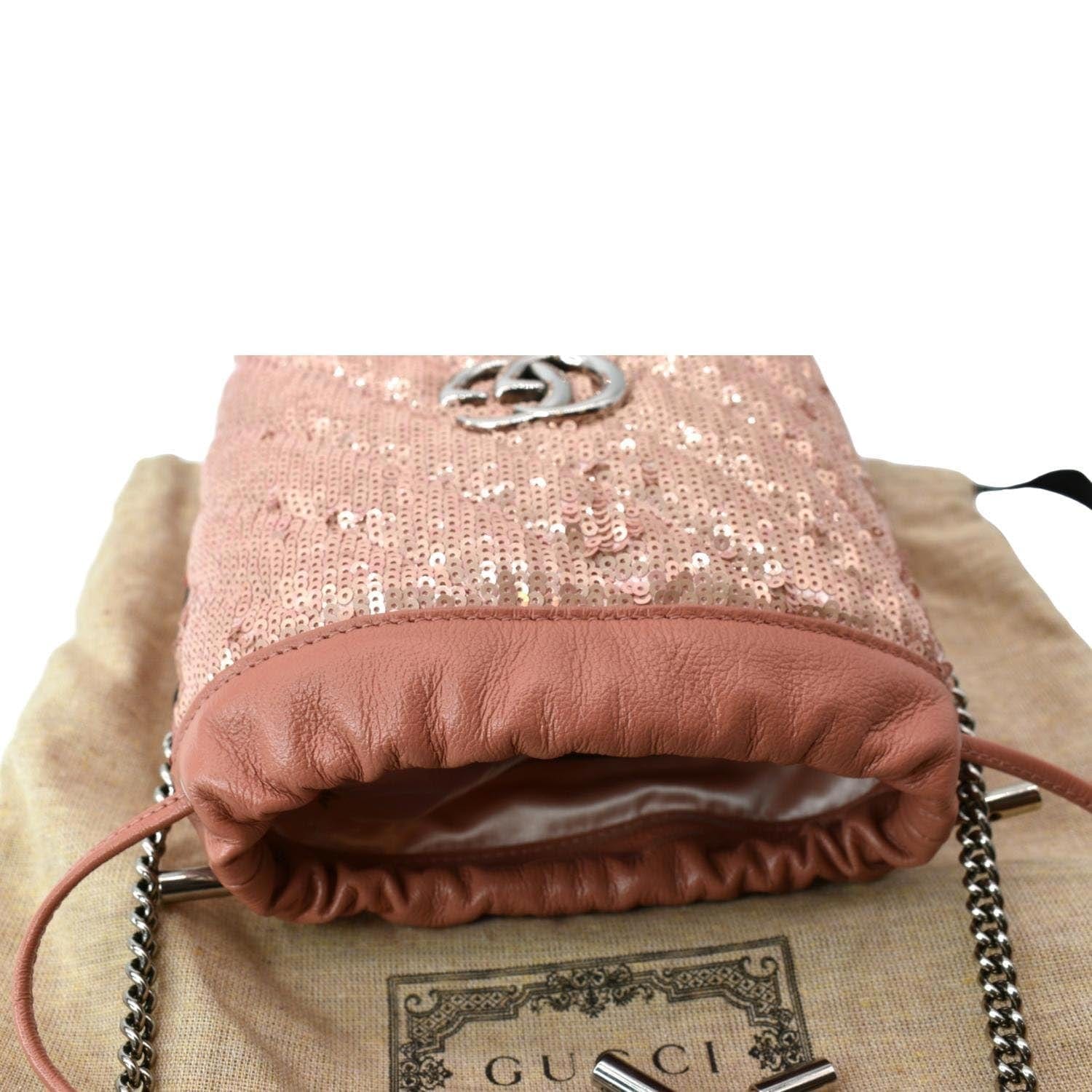 Gg marmont flap glitter crossbody bag Gucci Pink in Glitter - 31914575