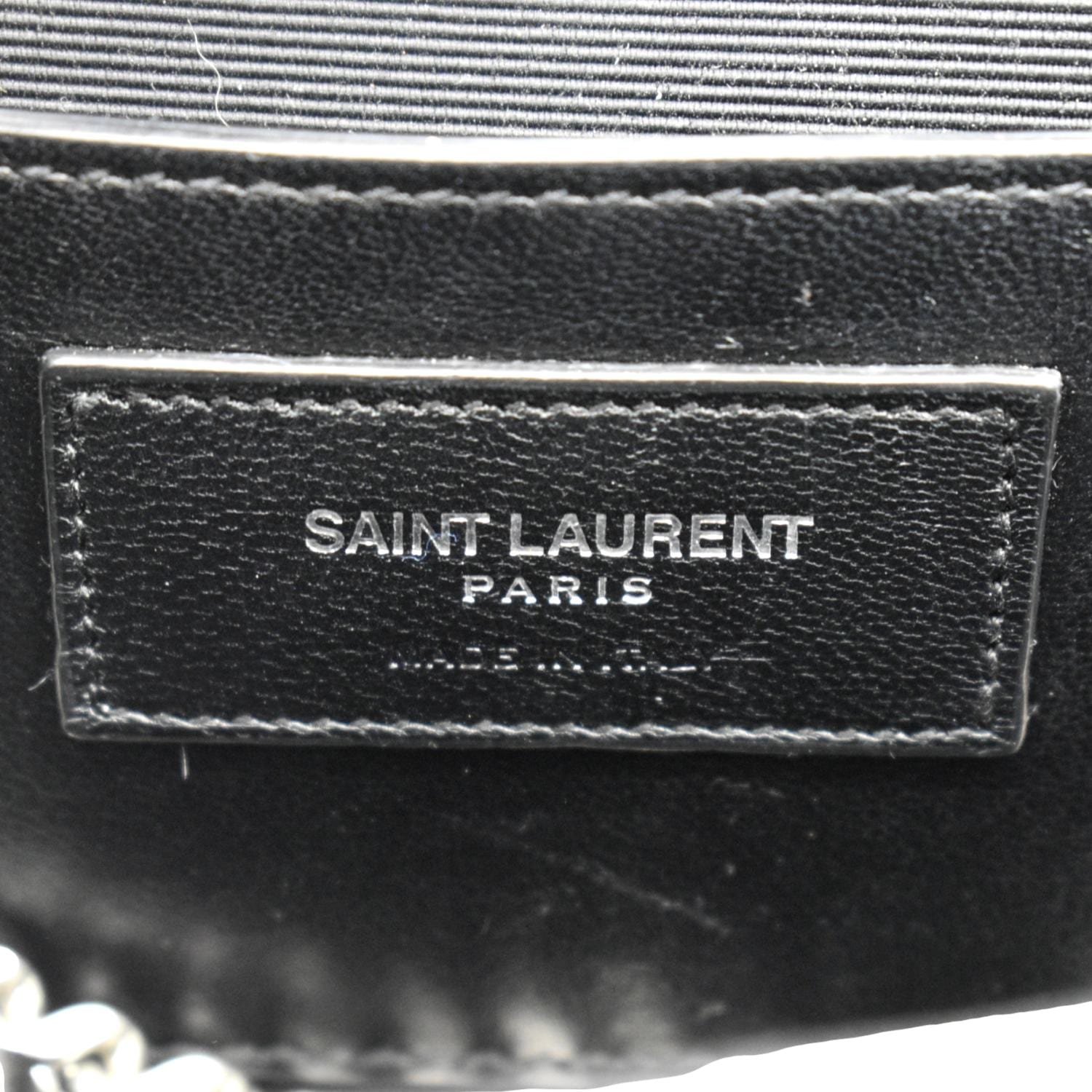 Yves Saint Laurent Black Crocodile Embossed Calfskin Leather Kate