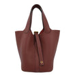 HERMES Picotin Lock 18 Taurillon Clemence Leather Hobo Bag Burgundy