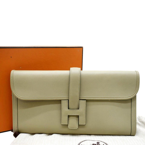 HERMES Jige Elan 29 Calfskin Leather Clutch Wallet Trench