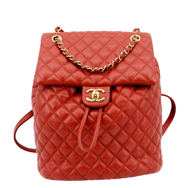 CHANEL Urban Spirit Large Quilted Leather Backpack Bag Red