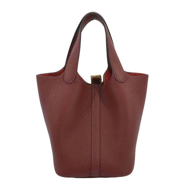 HERMES Picotin Lock 18 Taurillon Clemence Leather Hobo Bag Burgundy