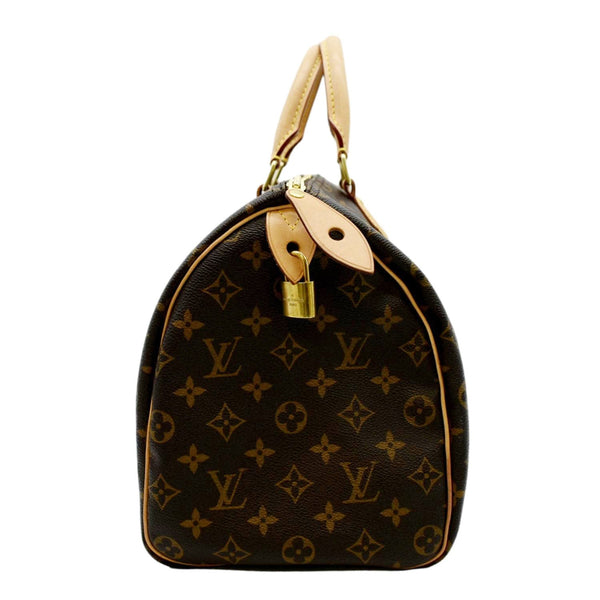 LOUIS VUITTON Speedy 35 Monogram Canvas Satchel Bag Brown