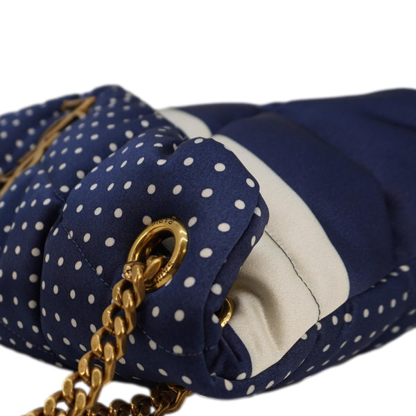 YVES SAINT LAURENT Loulou Puffer Polka Dots Canvas Crossbody Bag Blue