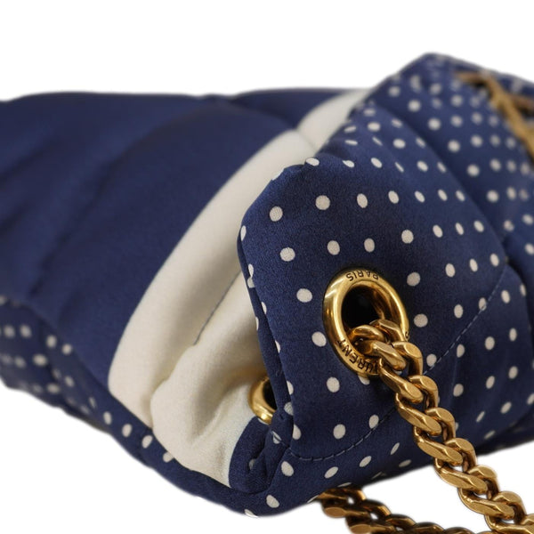 YVES SAINT LAURENT Loulou Puffer Polka Dots Canvas Crossbody Bag Blue