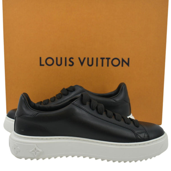 LOUIS VUITTON Time Out Leather Sneakers Black Size 37 1/2