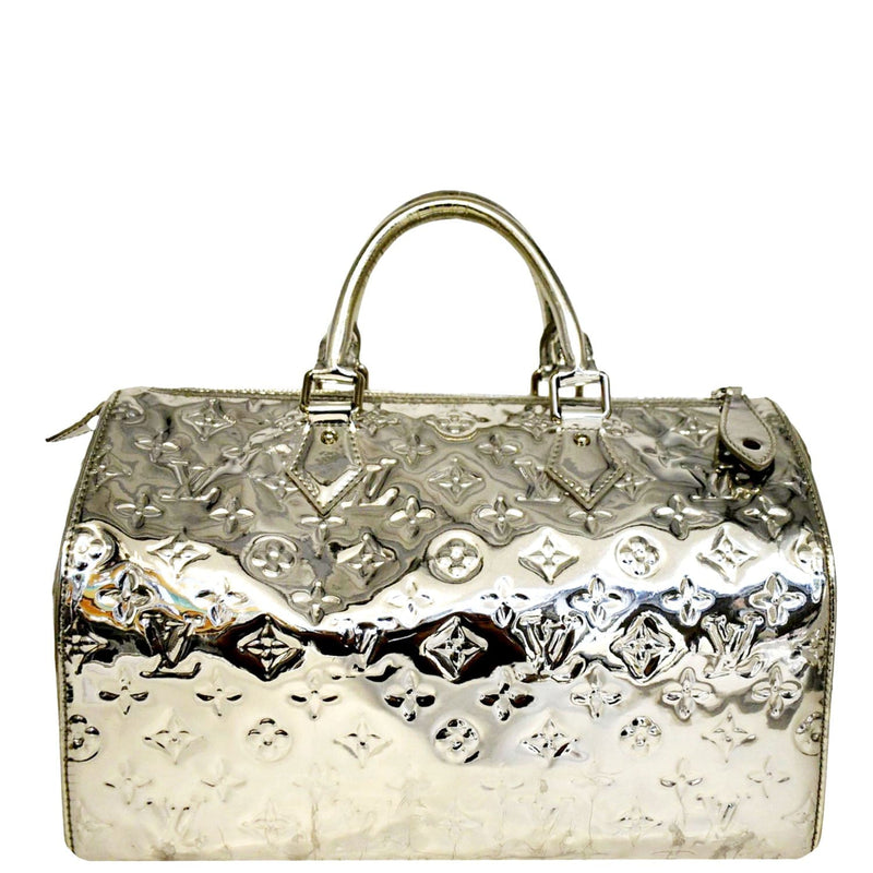Louis Vuitton Silver Monogram Miroir Speedy 30 Top Handle Bag at 1stDibs