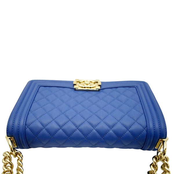 CHANEL Medium Boy Flap Quilted Leather Crossbody Bag Blue