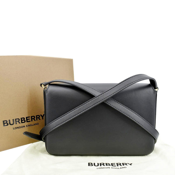 BURBERRY Vintage Check Note Smooth Leather Crossbody Bag Black