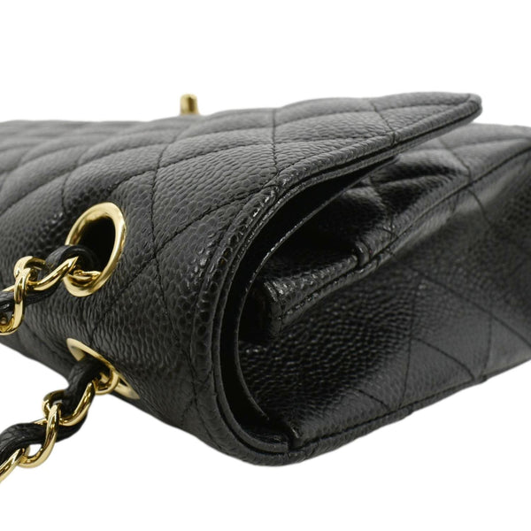 CHANEL Classic Double Flap Caviar Leather Shoulder Bag Black