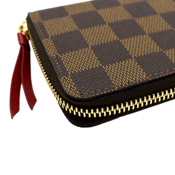 LOUIS VUITTON Clemence Damier Ebene Zippy Wallet Brown