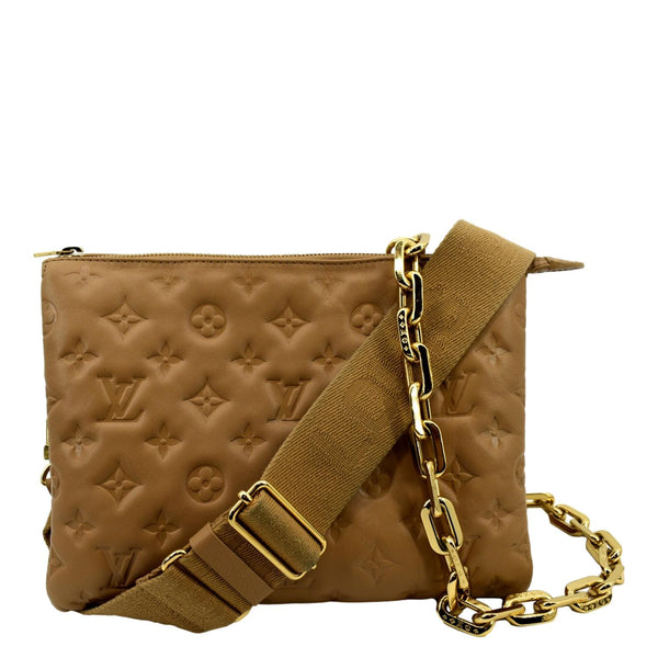 LOUIS VUITTON Coussin PM Monogram Embossed Shoulder Bag Camel