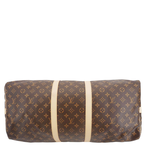 LOUIS VUITTON Keepall 55 Bandouliere Monogram Canvas Travel Bag Brown