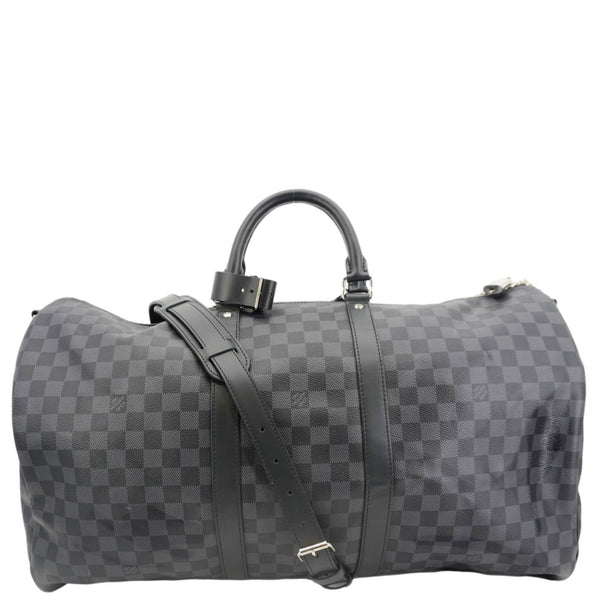 LOUIS VUITTON Keepall Bandouliere 55 Monogram Eclipse Travel Bag Black