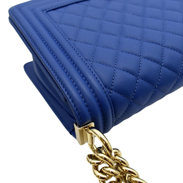 CHANEL Medium Boy Flap Quilted Leather Crossbody Bag Blue