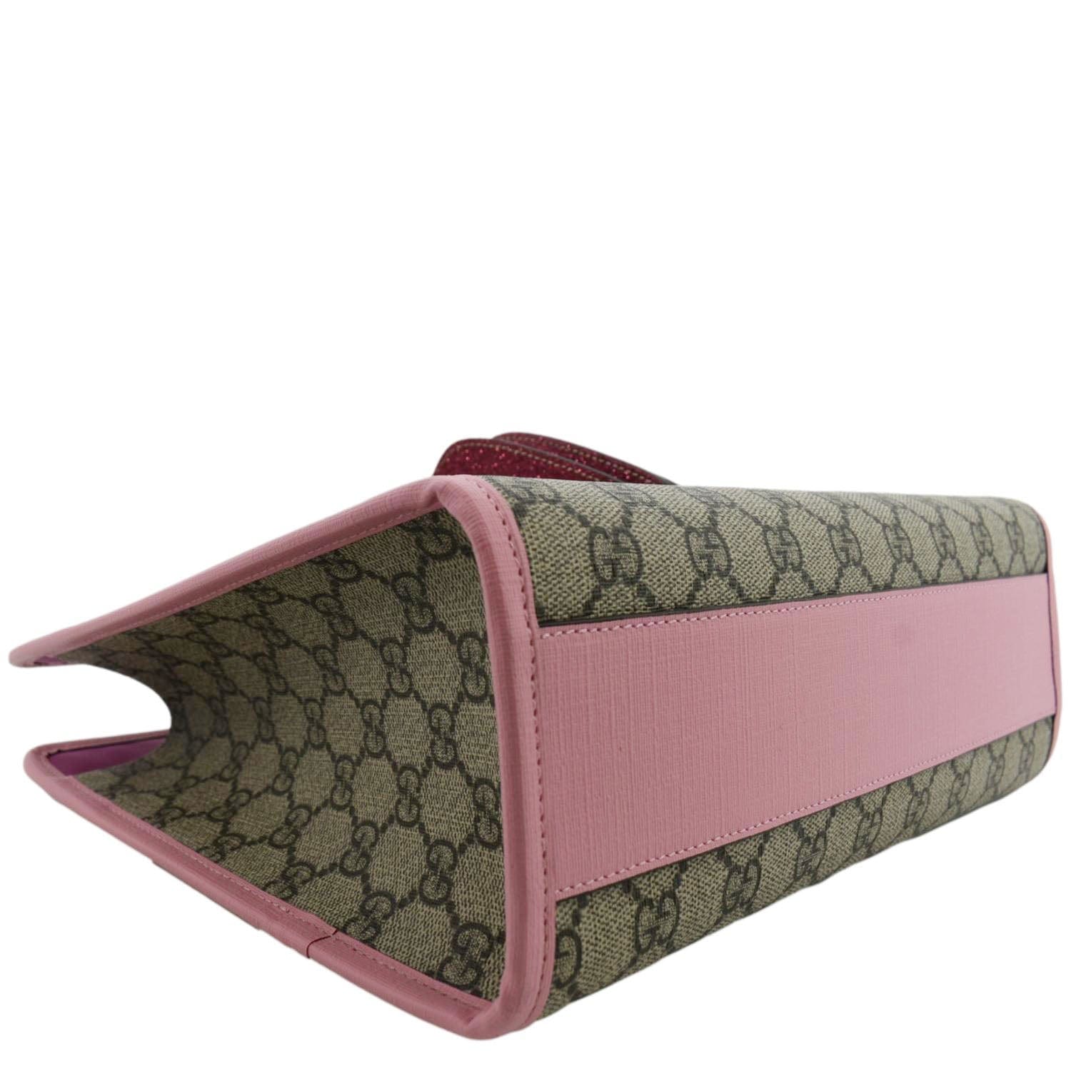 Brown Gucci GG Supreme Strawberry Padlock Crossbody Bag