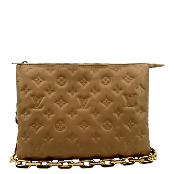 LOUIS VUITTON Coussin PM Monogram Embossed Shoulder Bag Camel