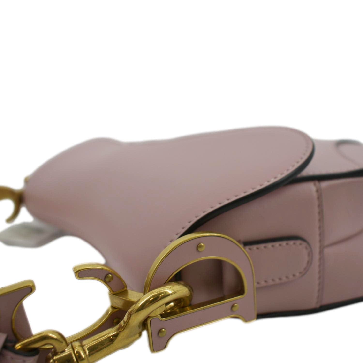 Dior - Mini Saddle Bag with Strap Antique Pink Smooth Calfskin - Women