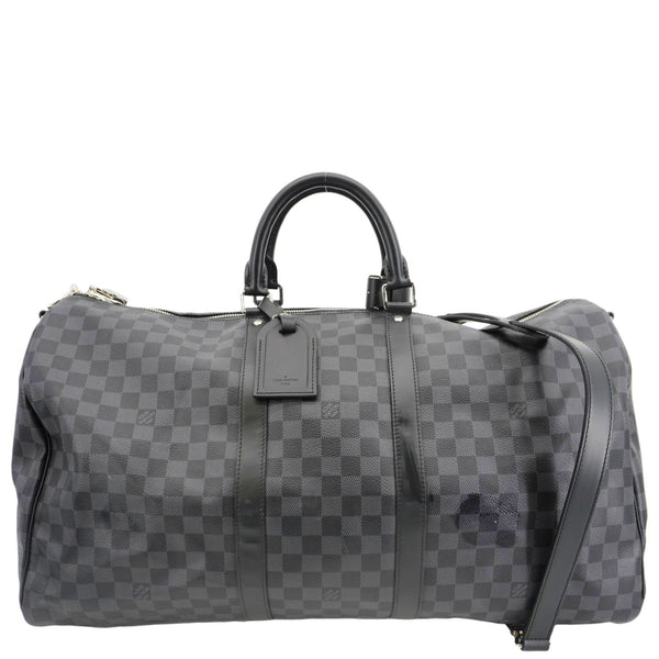 LOUIS VUITTON Keepall Bandouliere 55 Monogram Eclipse Travel Bag Black