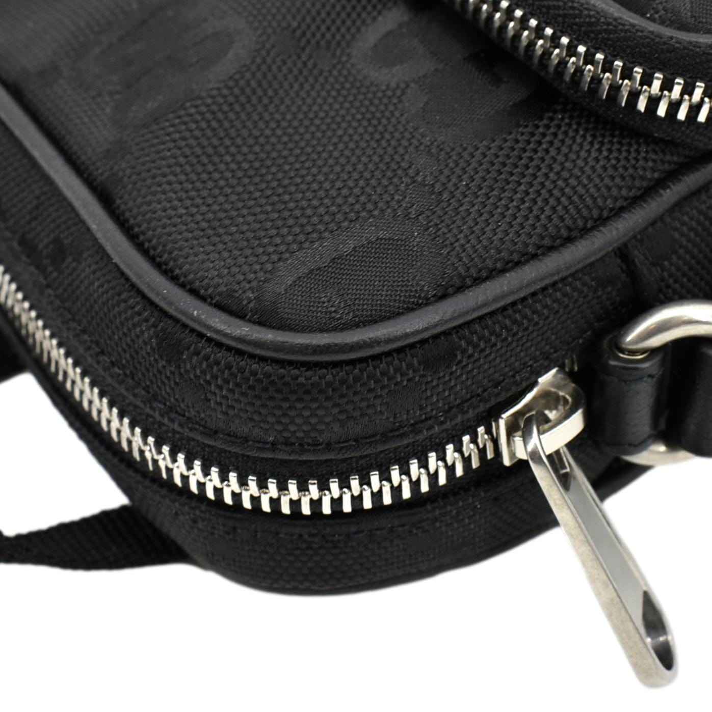 Compact Nylon Leather Crossbody Black