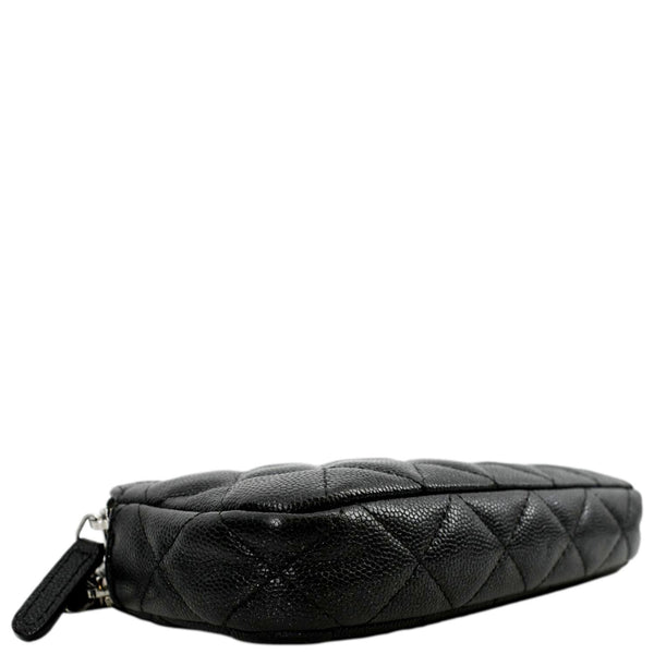 CHANEL Double Zip Quilted Lambskin Leather Shoulder Bag Black