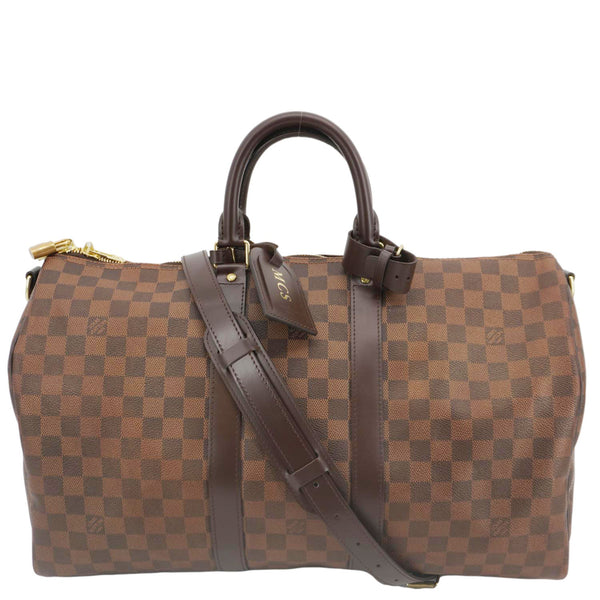 LOUIS VUITTON Keepall 45 Bandouliere Damier Ebene Travel Bag Brown