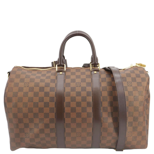 LOUIS VUITTON Keepall 45 Bandouliere Damier Ebene Travel Bag Brown