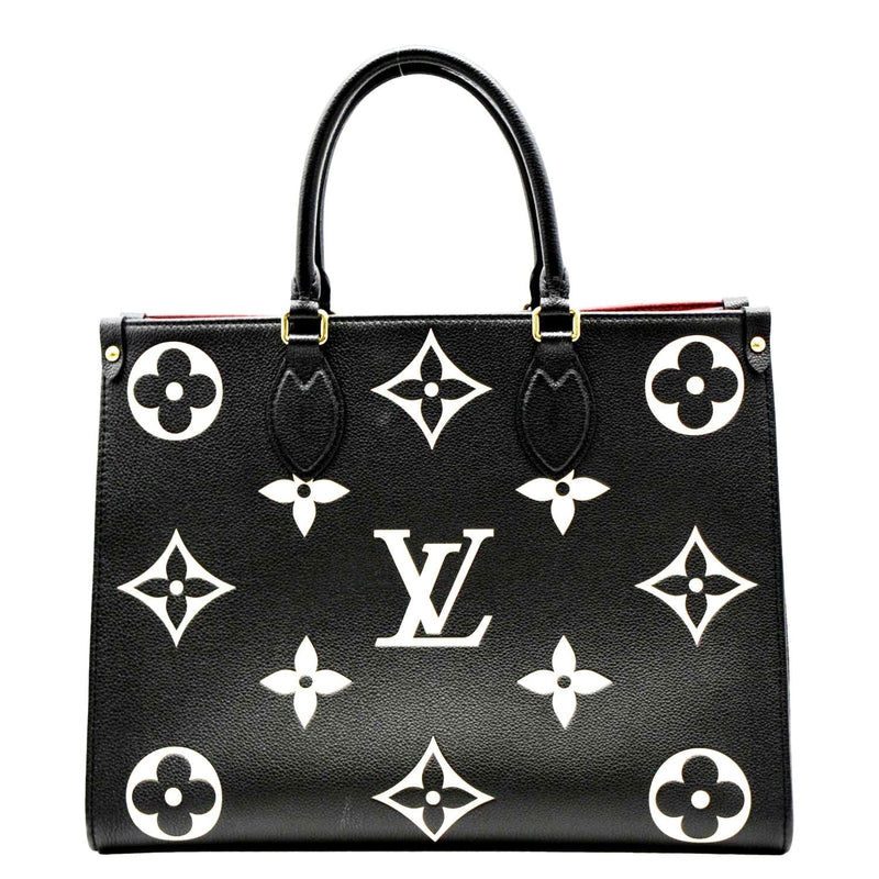 Louis+Vuitton+OnTheGo+Tote+MM+Black%2FBeige+Leather for sale