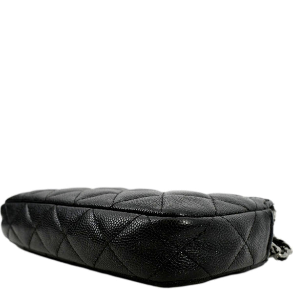 CHANEL Double Zip Quilted Lambskin Leather Shoulder Bag Black