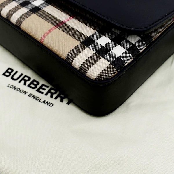 BURBERRY Vintage Check Note Smooth Leather Crossbody Bag Black