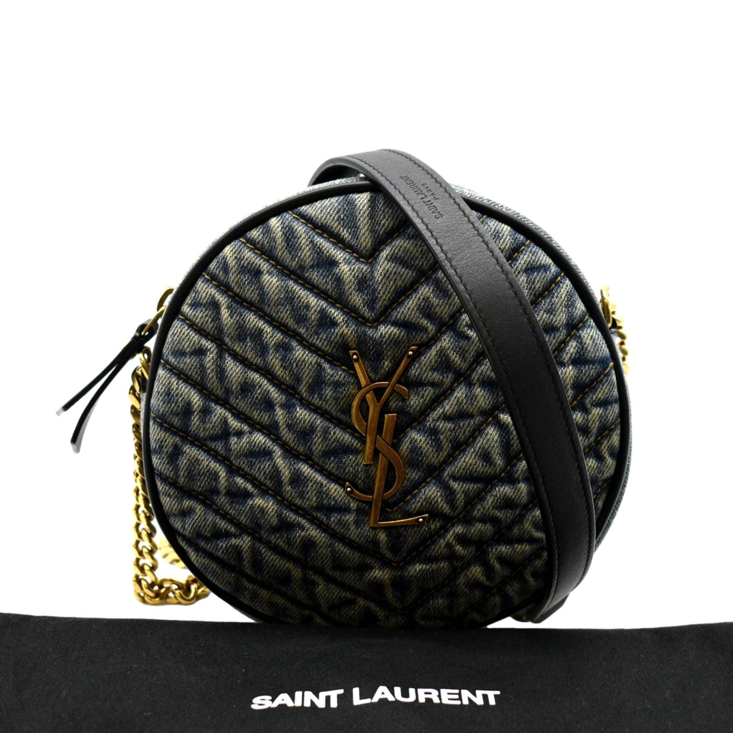 Saint Laurent Vinyle Round Quilted-leather Cross-body Bag - Black