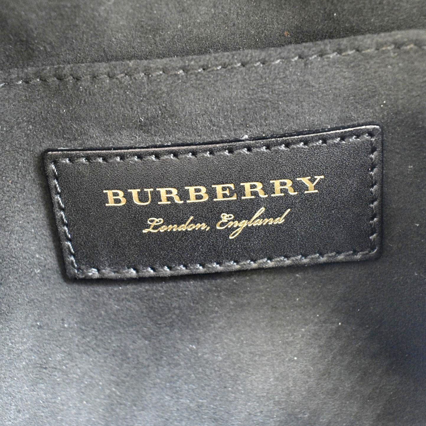 BURBERRY The Bridle Haymarket Check Leather Shoulder Bag Black