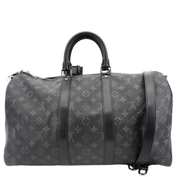 LOUIS VUITTON Keepall 45 Bandouliere Monogram Eclipse Travel Bag Black