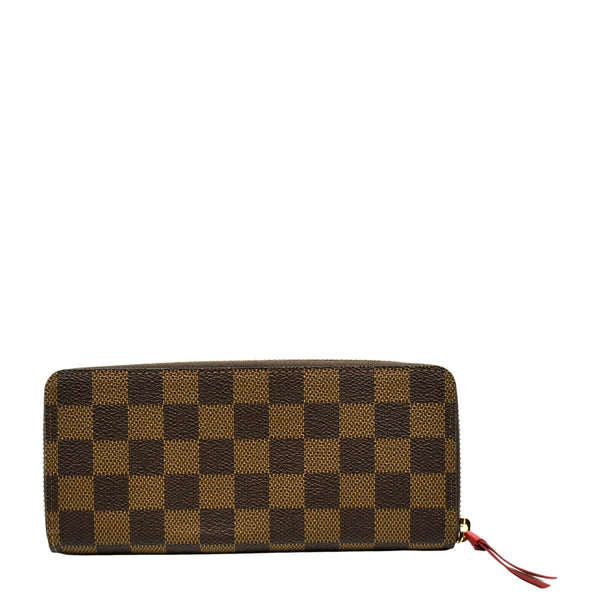 LOUIS VUITTON Clemence Damier Ebene Zippy Wallet Brown