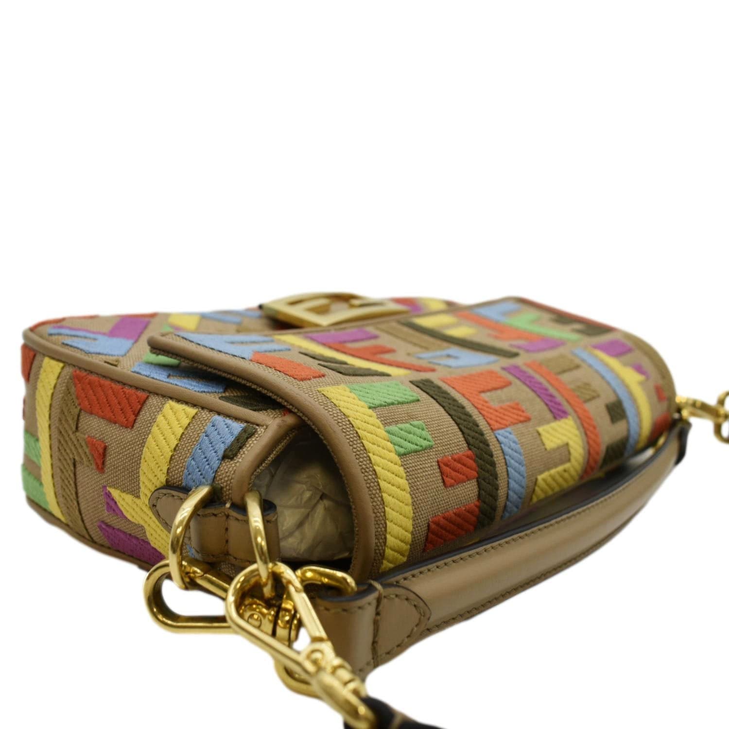 BAGUETTE bag in multicolor canvas with FF embroidery