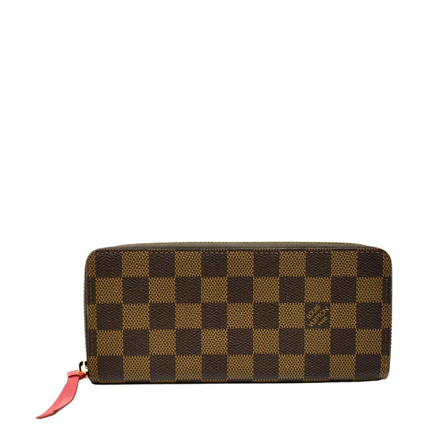 LOUIS VUITTON Clemence Damier Ebene Zippy Wallet Brown