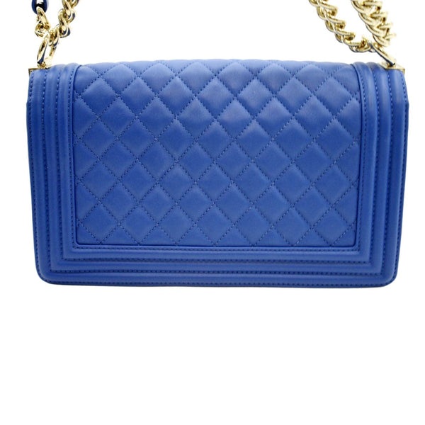 CHANEL Medium Boy Flap Quilted Leather Crossbody Bag Blue