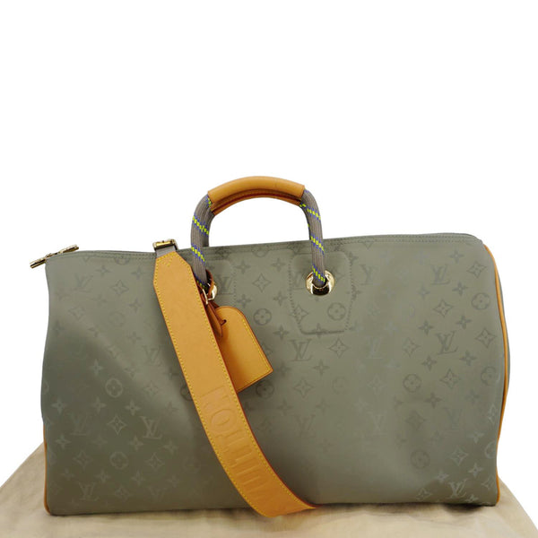 LOUIS VUITTON Keepall 50 Bandouliere Monogram Titanium Travel Bag Grey