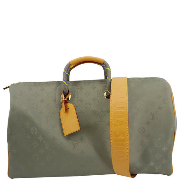 LOUIS VUITTON Keepall 50 Bandouliere Monogram Titanium Travel Bag Grey