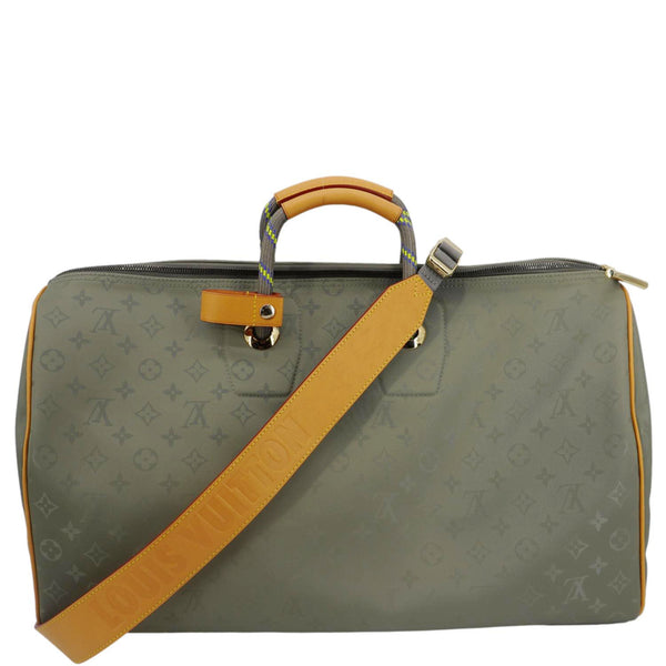 LOUIS VUITTON Keepall 50 Bandouliere Monogram Titanium Travel Bag Grey