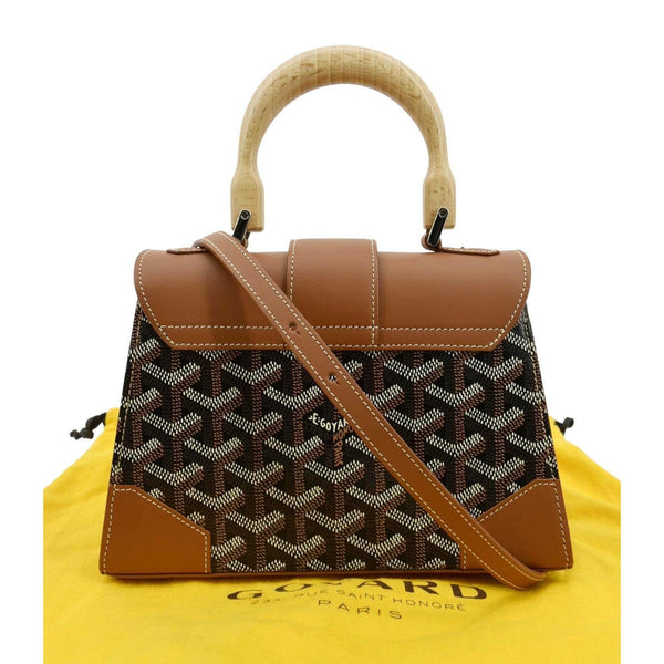 GOYARD Saigon Chevron Print Coated Canvas Top Handle Satchel Bag Tan