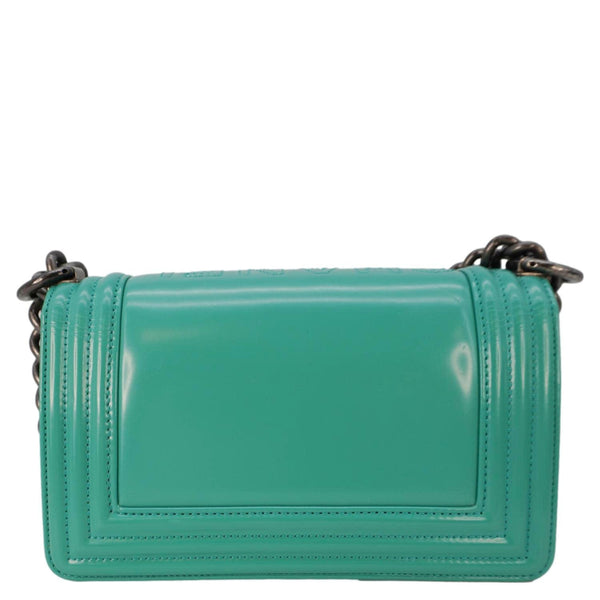 CHANEL Boy Small Patent Leather Shoulder Bag Green