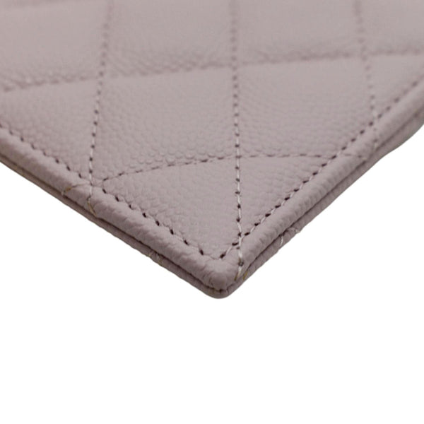 CHANEL Quilted Caviar Leather Top Zip Card Holder Light Pink