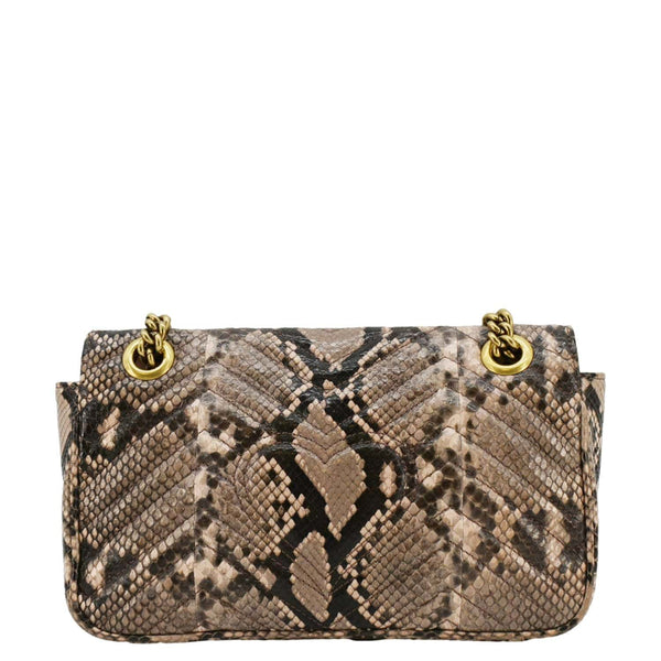 GUCCI GG Marmont Snake Print Leather Crossbody Bag Brown 443497