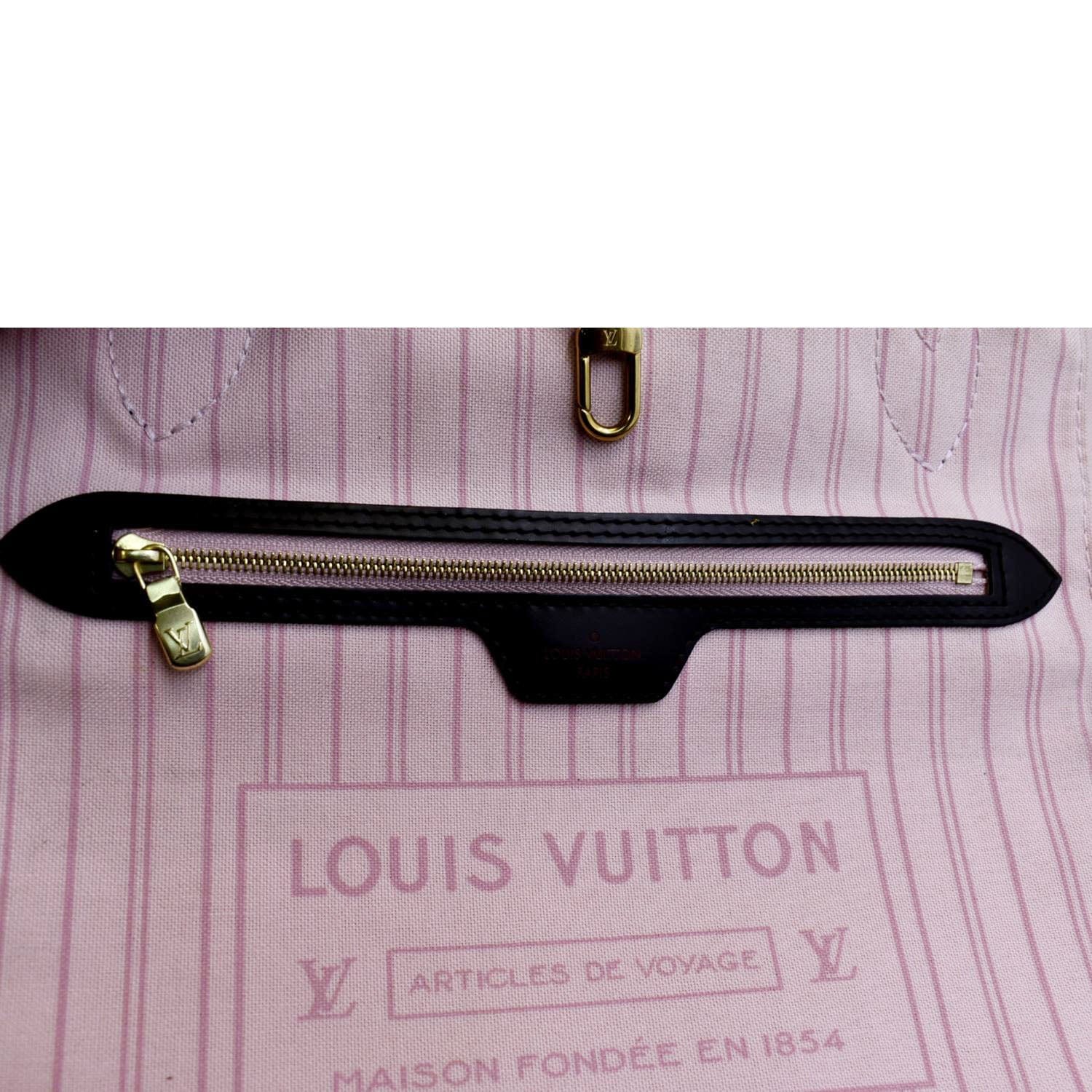 Louis Vuitton, Bags, Louis Vuitton Neverfull Mm Damier Ebene Rose  Ballerine Interior