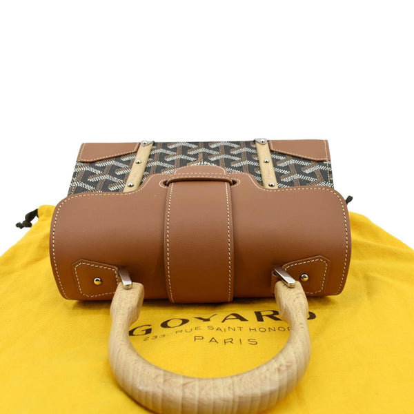 GOYARD Saigon Chevron Print Coated Canvas Top Handle Satchel Bag Tan