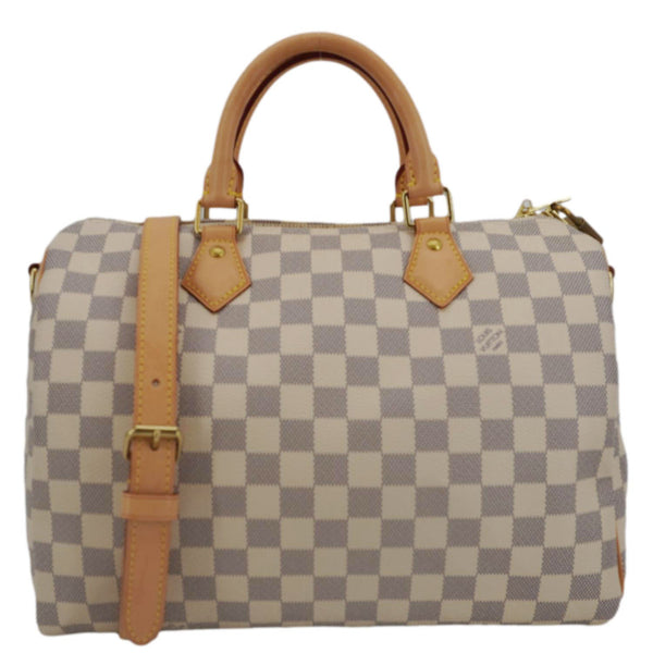 LOUIS VUITTON Speedy 30 Bandouliere Damier Azur Shoulder Bag White