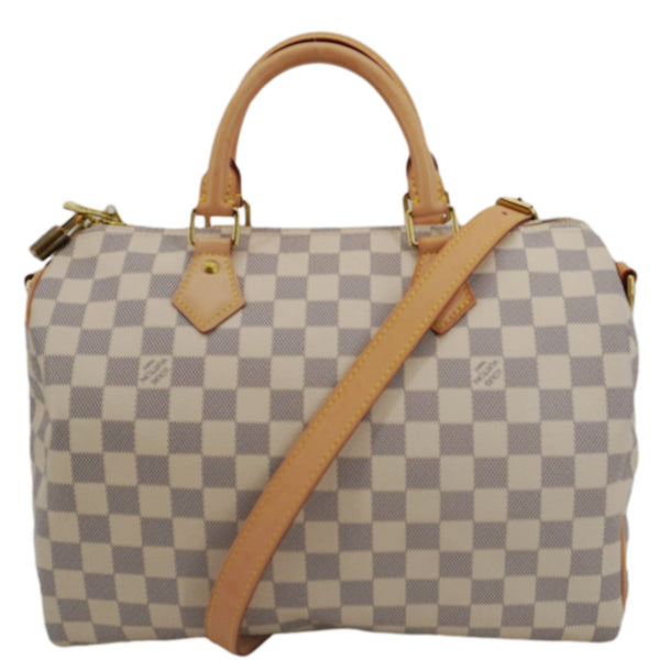 LOUIS VUITTON Speedy 30 Bandouliere Damier Azur Shoulder Bag White