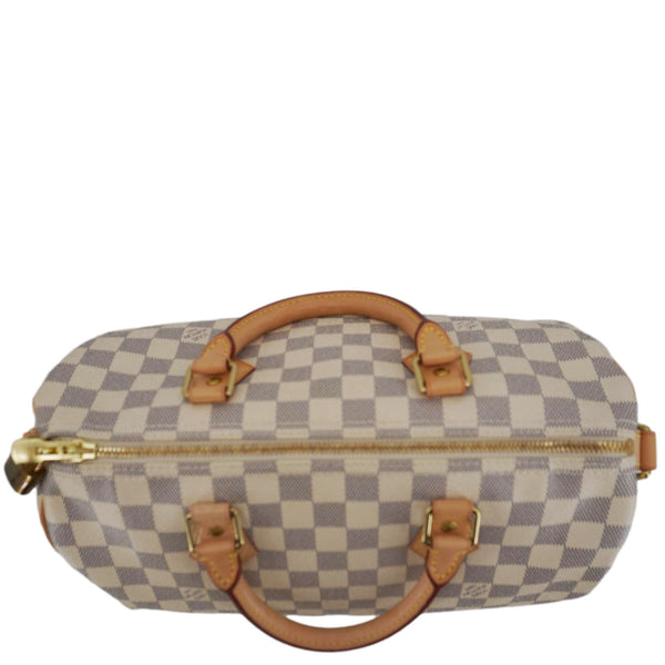 LOUIS VUITTON Speedy 30 Bandouliere Damier Azur Shoulder Bag White